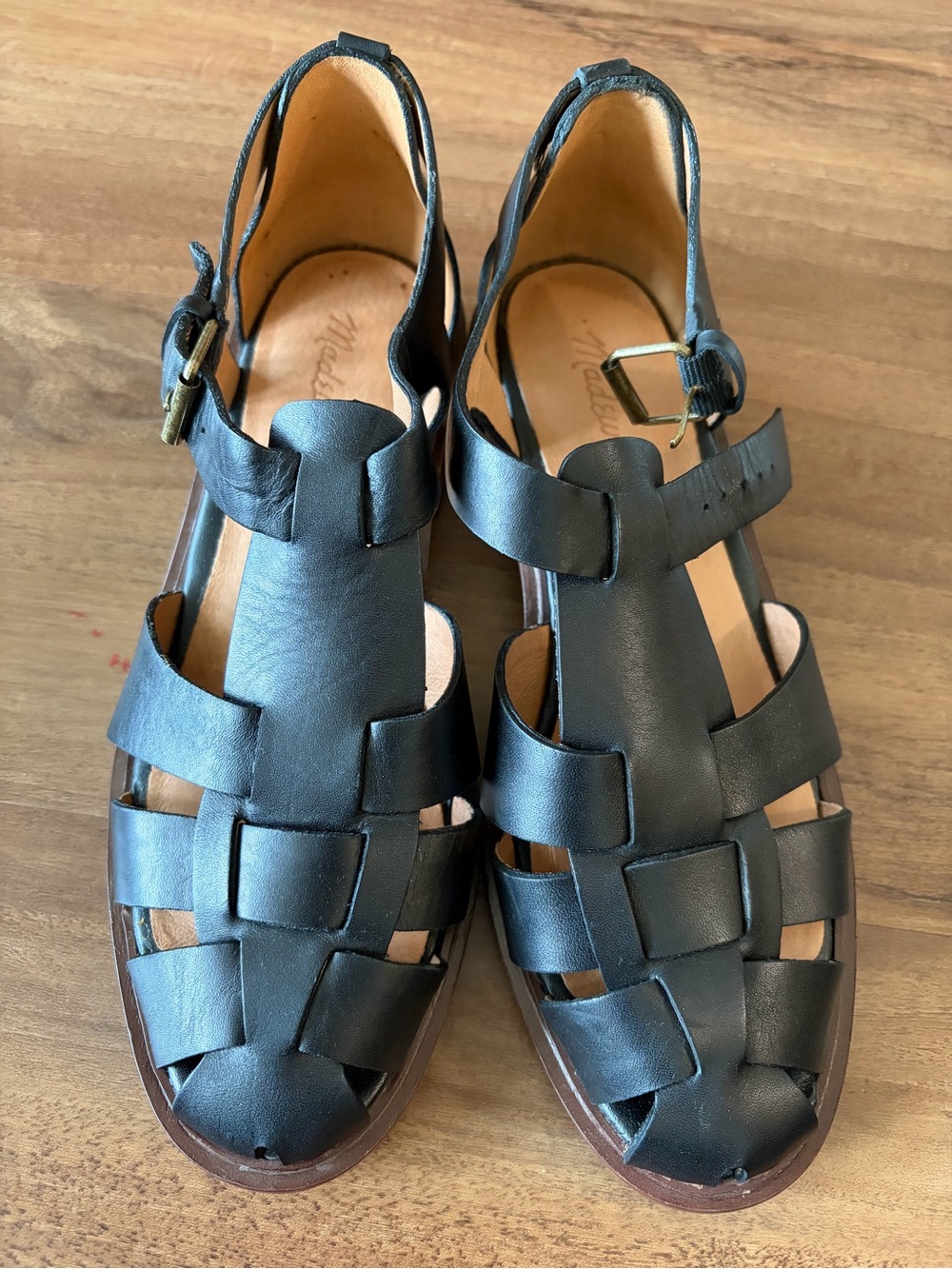 Black Leather Fisherman Sandals